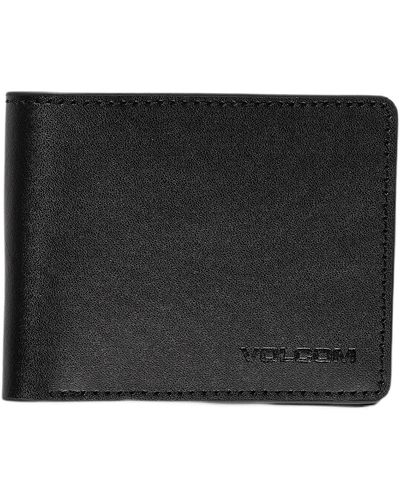 Volcom Evers Bi-fold Leather Wallet - Black