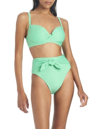 Jessica Simpson Standard 2-piece Swimsuit: Twisted D-bra Top With High Waist Bikini Bottom - Green