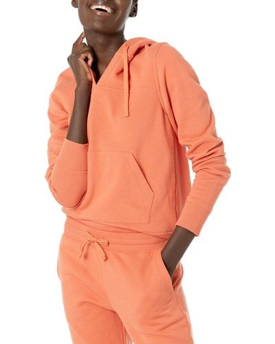 Amazon Essentials Classic-fit Long-sleeve Open V-neck Hooded Sweatshirt - Orange