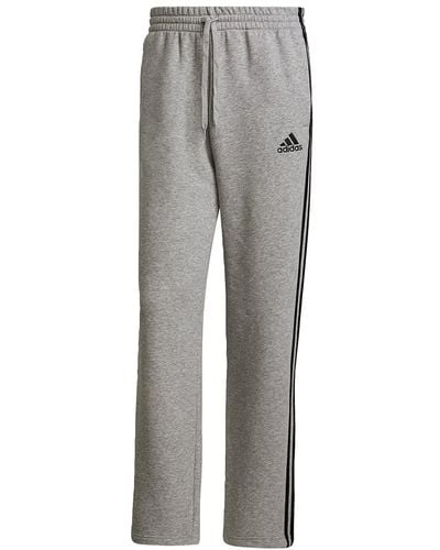 adidas Essentials Fleece Open Hem 3-Stripes Pants - Grau
