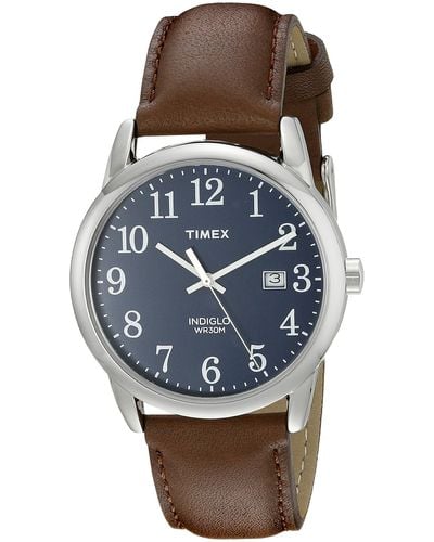 Timex Tone Case Blue Dial With Brown Leather