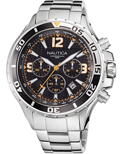 Nautica Napnss217 Nst Grey/black/sst Bracelet Watch - Metallic