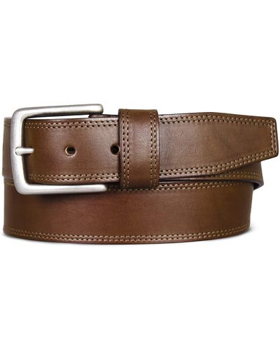 Lucky Brand Double Needle Stitched Leather Belt With Nickel Finish Buckle - Brown