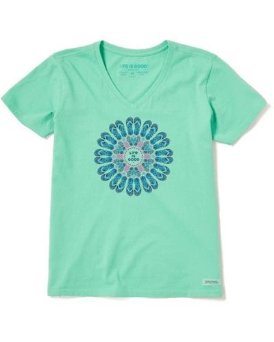 Life Is Good. Crusher V-neck Graphic T-shirt - Green