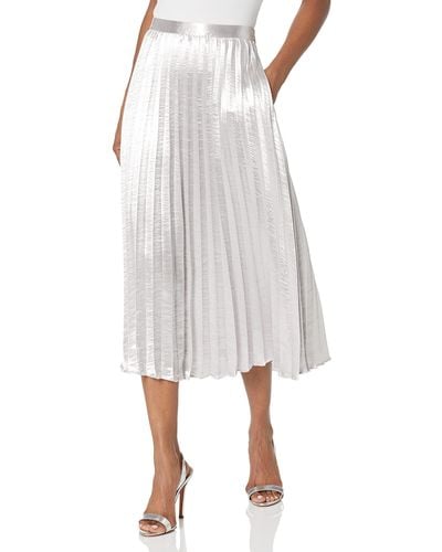 Rebecca Taylor Lamé Pleated Skirt - White
