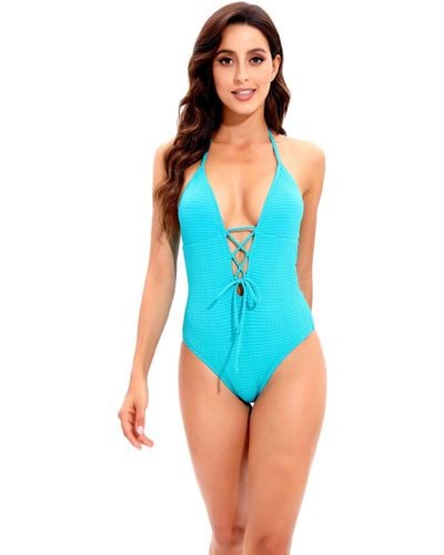 Lucky Brand Shoreline Chic Plunging Strappy One-Piece Swimsuit