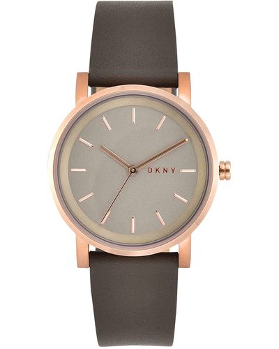 DKNY Soho Leather Strap Watch - Gray
