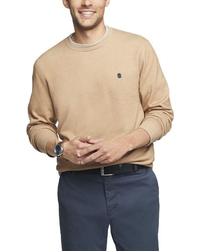 Izod Big Advantage Performance Crewneck Fleece Pullover Sweatshirt - Natural