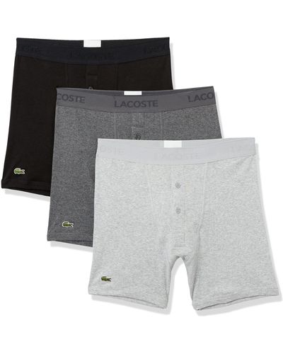 Lacoste Mens All Over Print 3 Pack Jersey Trunks - Gray