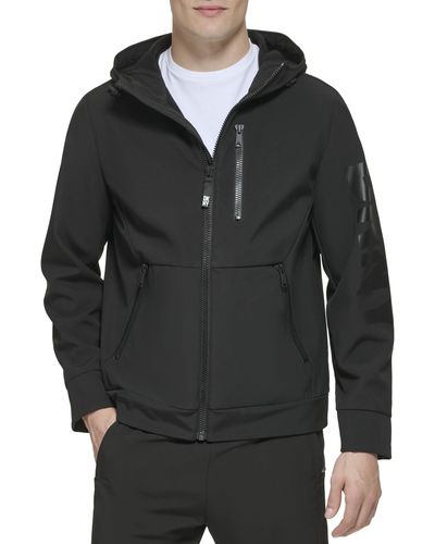 DKNY Hooded Logo Softshell Jacket - Black