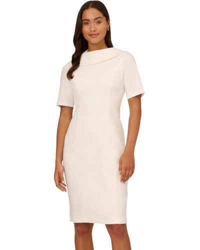 Adrianna Papell Roll Neck Sheath With V Back - White