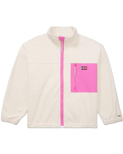 Tommy Hilfiger Adaptive Colorblocked Oversized Sweatshirt With Magnetic Zipper Closure - Pink