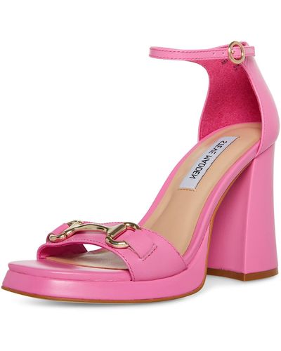 Steve Madden Cienna Leather Ankle Strap Block Heel - Pink