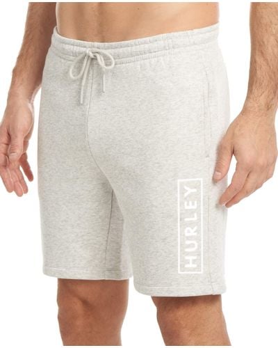 Hurley Mens Boxed Logo Fleece Shorts - White
