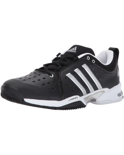adidas Barricade Classic Wide 4e Tennis Shoe,black/silver Metallic/white,4.5 Us