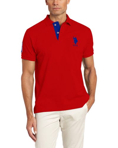U.S. POLO ASSN. Slim Fit Pique Polo - Red