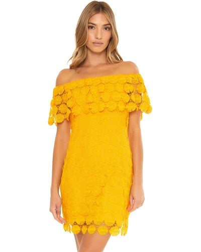 Trina Turk Standard Bardot Off Shoulder Beach Dress-casual - Yellow