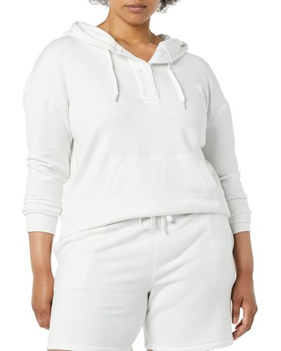 Amazon Essentials Fleece Long-sleeved Henley Hoodie - White