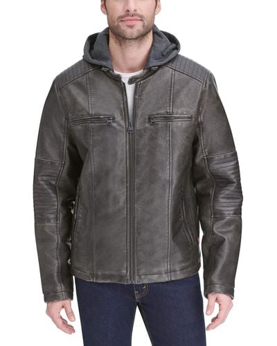 Levi's Faux Leather Racer Jacket - Gray