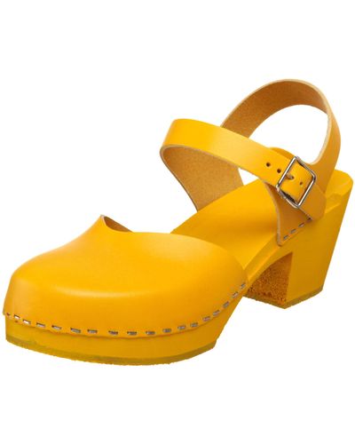 Swedish Hasbeens Super High Covered Sandal,yellow,11 M Us