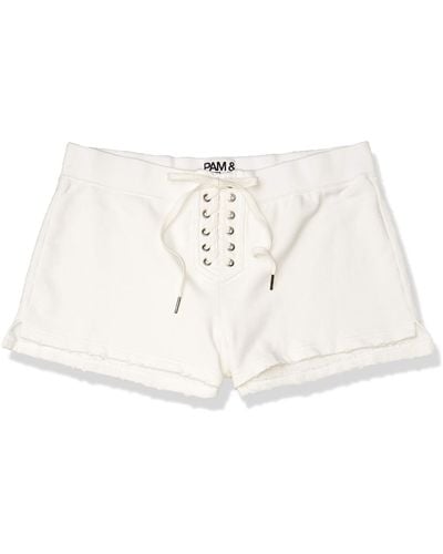 Pam & Gela Cropped Short With Laceup - White