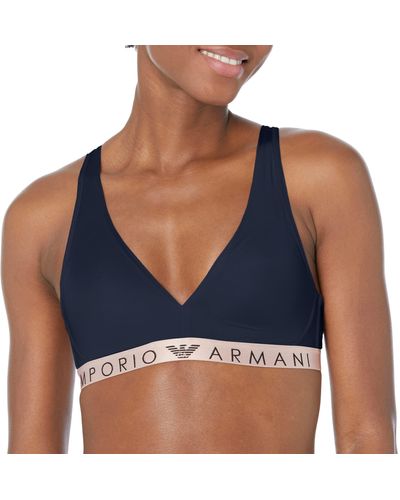 Emporio Armani Iconic Microfiber Bralette With Removable Pads - Blue