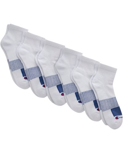 Champion , Performance Ankle Socks, 6-pack, White-6 Pack, 12-14 - Blue