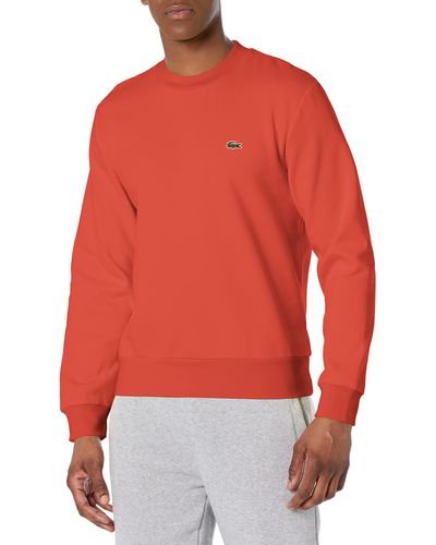 Lacoste Long Sleeve Solid Crew Neck Sweater - Red
