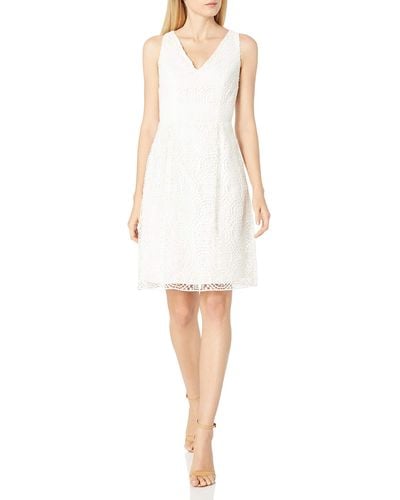 Adrianna Papell Lace Fit And Flare - White
