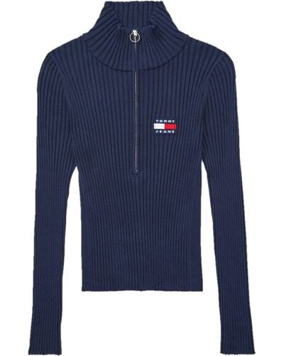 Tommy Hilfiger Adaptive Flag Half-zip Sweater With Zipper Closure - Blue