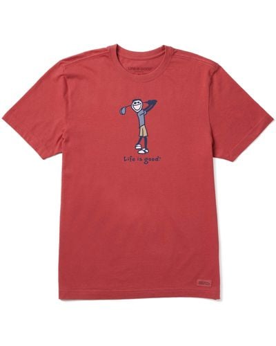 Life Is Good. Standard Vintage Casual Cotton Tee Graphic Crewneck Short Sleeve T-shirt - Red