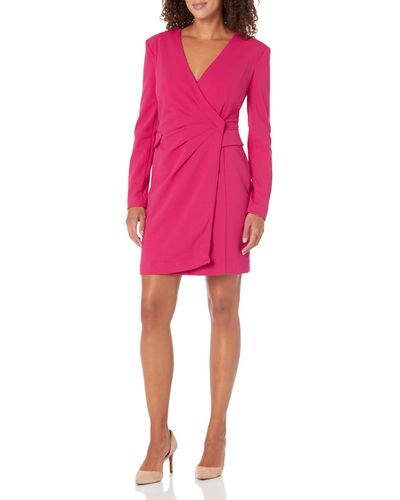 Donna Morgan Mini Tuxedo Wrap Dress - Pink