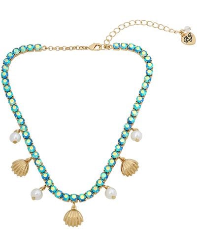Betsey Johnson Shell & Pearl Tennis Necklace - Blue
