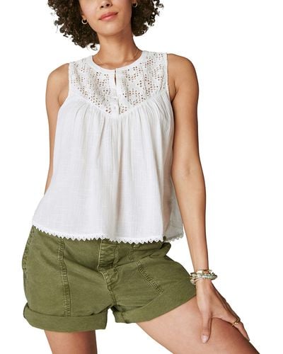 Lucky Brand Embroidered Cutwork Tank - Green