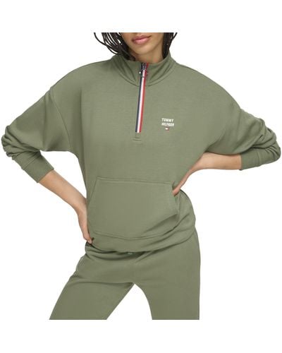 Tommy Hilfiger Soft French Terry Quarter Zip - Green