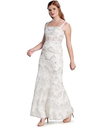 Dress the Population Aria Embroidery On Tulle - White