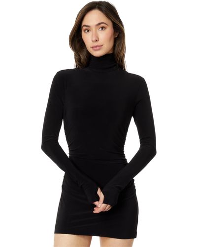 Norma Kamali Long Sleeve Turtleneck Super Mini Dress - Black