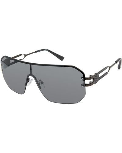 Rocawear R1553 Semi-rimless Metal Uv400 Protective Rectangular Sunglasses. Gifts For With Flair - Black
