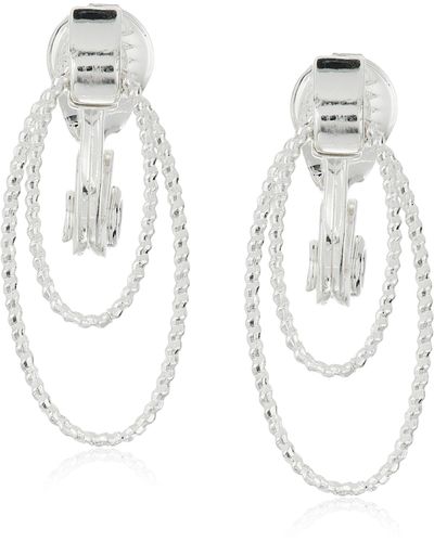 Napier "classic Pairs Clips" Silver-tone Oval Drop Clip-on Earrings - Metallic