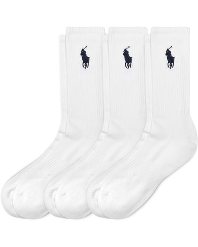 Polo Ralph Lauren Classic Embroidery Big Pp Crew Sock 3 Pair Pack - White
