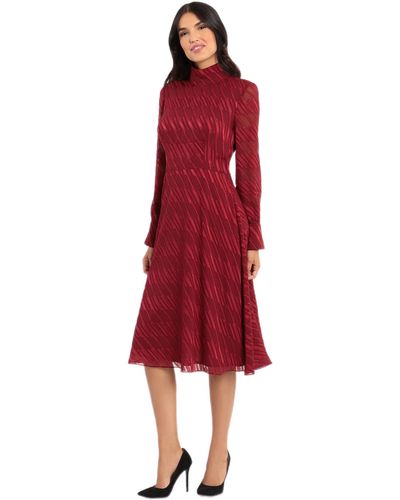 Maggy London Womens Stock Tie Lean With Cuff Detail Dress - Red