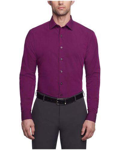 Kenneth Cole Unlisted By Mens Slim Fit Solid Dress Shirt - Purple