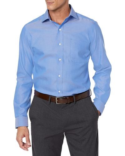 Buttoned Down Tailored-fit Spread Collar Pinpoint Non-iron Dress Shirt - Blue