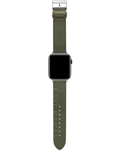 Ted Baker Green Ted Engraved Leather Strap Green Keeper For Apple Watch®