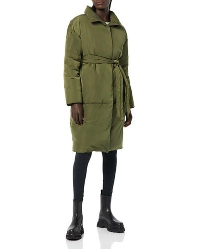 Daily Ritual Padded Belted Puffer Jacket - Green