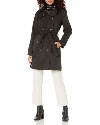 London Fog Double Breasted Trench Coat - Black