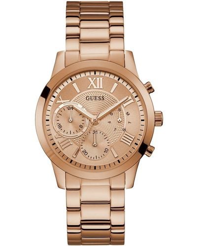 Guess Classic Rose Gold-tone Bracelet Stainless Steel Watch With Day - Natural