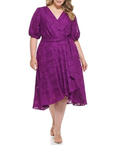 DKNY Plus Soft Everyday Fit And Flare Dress - Purple