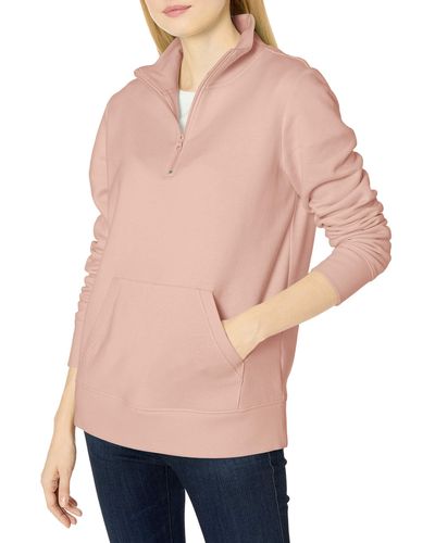Amazon Essentials Long-sleeved Fleece Quarter-zip Top - Pink