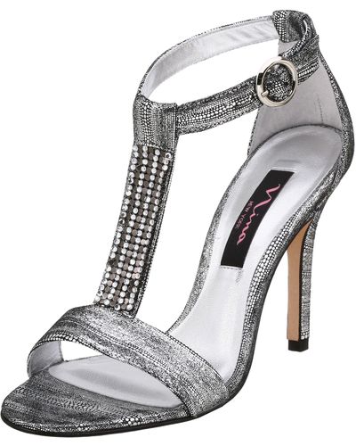 Nina Ursula T Strap Sandal,silver,11 M - Metallic
